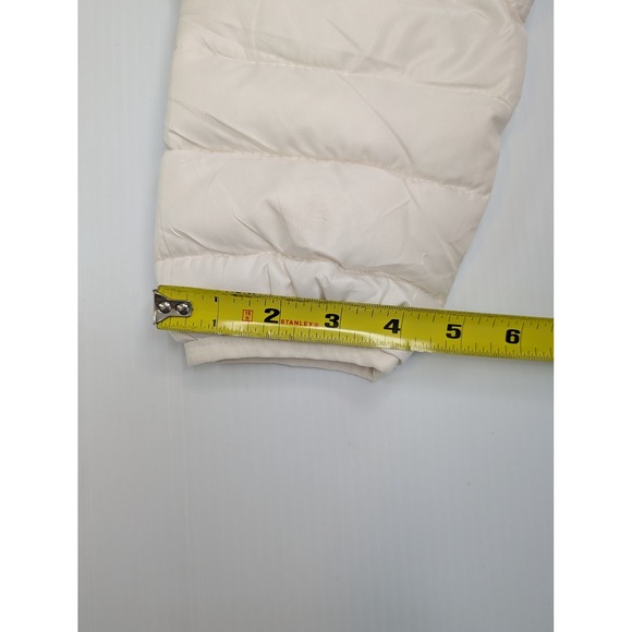 YMI Womens Off White Chevron Quilted Hooded Puffer Jacket J633 Large - Picture 8 of 9